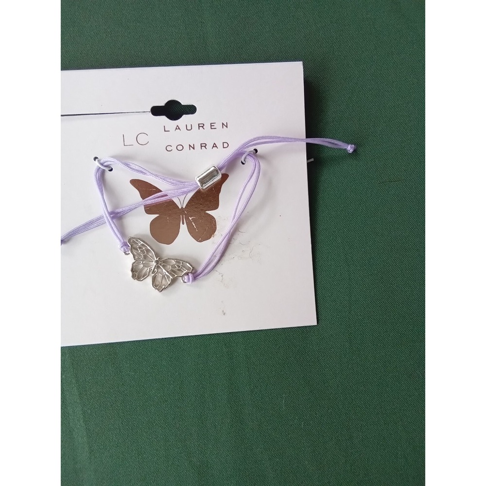 LC Lauren Conrad Butterfly Charm Cord Bracelet Purple Silver Tone BR51702PUSI - Picture 1 of 3